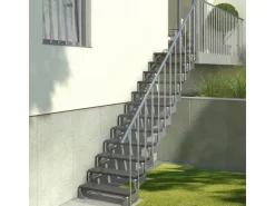 Außentreppen*Dolle Außentreppe Gardentop 14 Trimax-Stufen 100 cm Anthrazit + Alu-Geländer