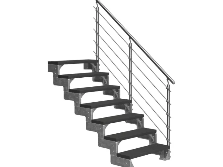 Außentreppen*Dolle Außentreppe Gardentop 7 TRIMAX-Stufen 100 cm + Geländer Anthrazit