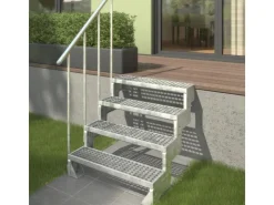 Außentreppen*Dolle Außentreppe Gardentop 3 Gitterroststufen 80 cm inkl. Geländer