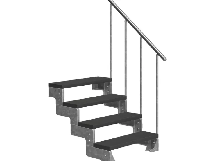 Außentreppen*Dolle Außentreppe Gardentop 4 TRIMAX-Stufen 100 cm + Alu-Geländer Anthrazit