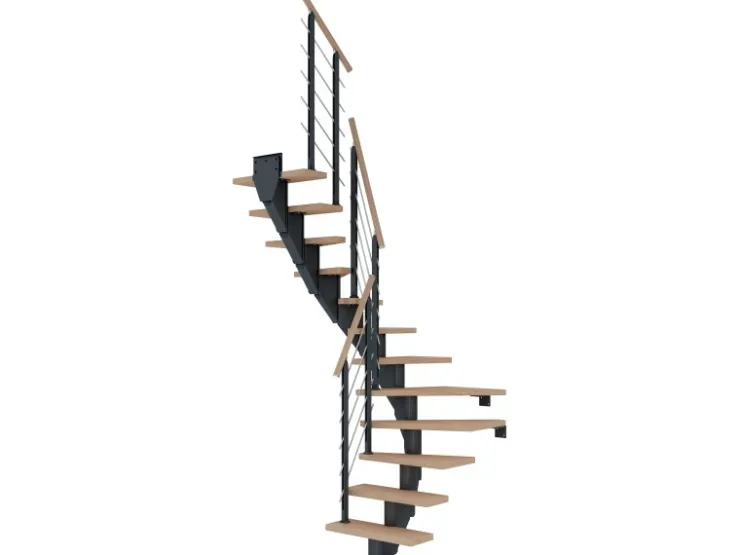 Dolle Innentreppen^Mittelholmtr. Frankfurt Eiche Weiß Anthr. GH bis 279 cm 1/2gew. 65 cm FSC®
