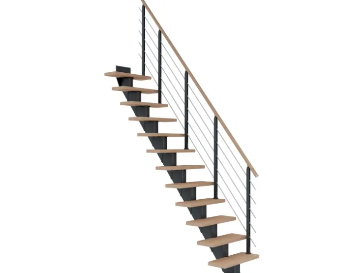 Dolle Innentreppen^Mittelholmtr. Frankfurt Eiche Weiß Anthr. GH bis 258 cm Gerade 65 cm FSC®