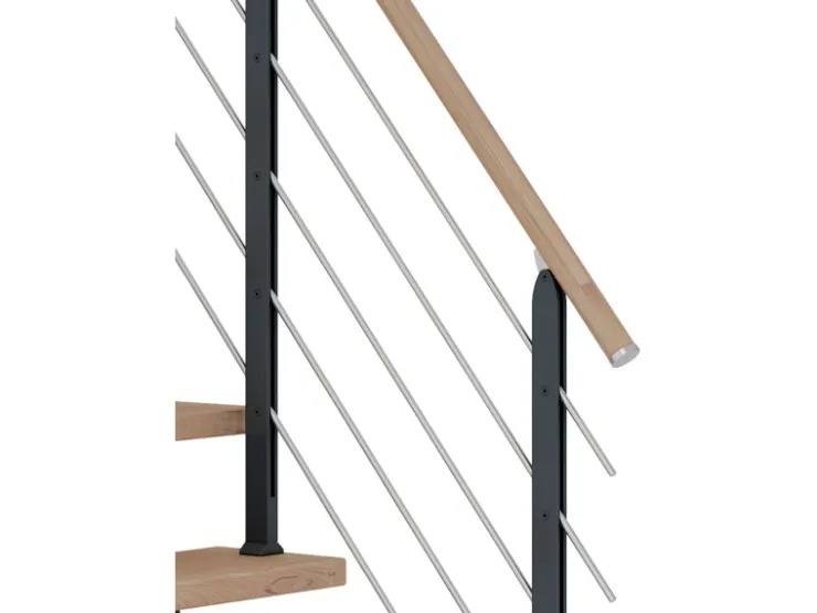 Dolle Innentreppen^Mittelholmtr. Frankfurt Eiche Weiß Anthr. GH bis 258 cm Gerade 65 cm FSC®