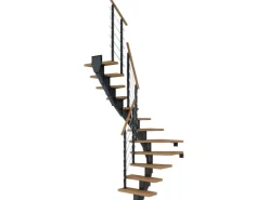 Dolle Innentreppen^Mittelholmtr. Frankfurt Eiche Anthrazit GH bis 258 cm 1/2gew. 75 cm FSC®