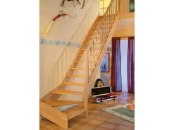 Innentreppen*Dolle Raumspartreppe Paris 1/4-gew. Rechts Buche lack Rechteckstabgeländer FSC® Buche Lackiert