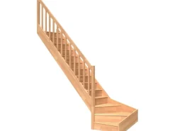 Dolle Innentreppen^Raumspartreppe Paris 1/4-gew. Links Setzstufe Buche lack R-Geländer FSC® Buche Lackiert