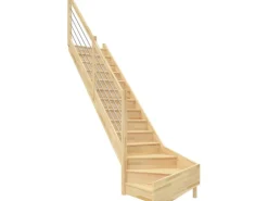 Innentreppen*Dolle Raumspartreppe Paris 1/4-gew. links Setzstufen Buche lack E-Geländer FSC® Buche Lackiert
