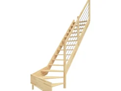 Dolle Handläufe|Innentreppen^Raumspartreppe Paris 1/4-gew. Rechts E-Geländer FSC® Buche Lackiert