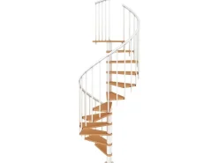 Dolle Handläufe|Innentreppen^Spindeltreppe Montreal Ø 120 cm Buchenfurnier Geländer Weiß FSC
