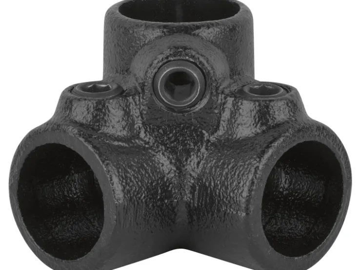 Möbelbauplatten^Dreiweg-Eckstück 90° für Stahlrohr Ø 2,7 cm Schwarz Matt