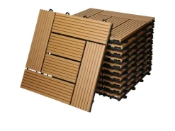 ECD Germany Mosaikfliesen^WPC Terrassenfliesen 30x30 cm 11Er Spar Set Mosaik Holzoptik Teak
