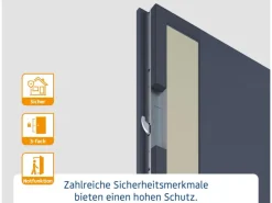 EcoStar Haustüren^Haustür Isopro IP 010 110 cm x 210 cm DIN L Graualuminium
