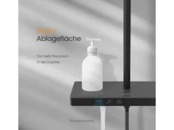 Abläufe^Emke Duschsystem mit Thermostat Mattschwarz Regendusche 3 Wasserstrahlarten Handbrause und Regendusche