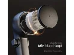 Abläufe^Emke Duschsystem Regendusche Anthrazit Matt LED-Anzeige Glasablage Duschsystem mit Thermostat mit 3+1 Elternteil und Kind Handbrause