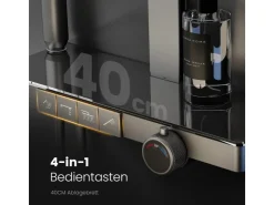 Abläufe^Emke Duschsystem Regendusche Anthrazit Matt LED-Anzeige Glasablage Duschsystem mit Thermostat mit 3+1 Elternteil und Kind Handbrause