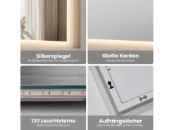 Badlüfter^Emke LED Badspiegel 100 x 60 cm Wandspiegel Badezimmerspiegel mit Beschlagfrei Kippschalter KaltweißWarmweiß