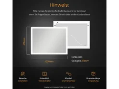 Badlüfter^Emke LED Badspiegel 100 x 60 cm Wandspiegel Badezimmerspiegel mit Beschlagfrei Kippschalter KaltweißWarmweiß