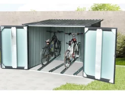 Abläufe*Floraworld Fahrradgarage 4 Fahrräder Anthrazit 206,5 cm x 204 cm