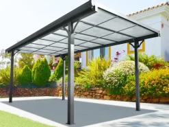 Floraworld Abläufe^Flachdach-Einzelcarport Aluminium Anthrazit 300 cm x 496 cm