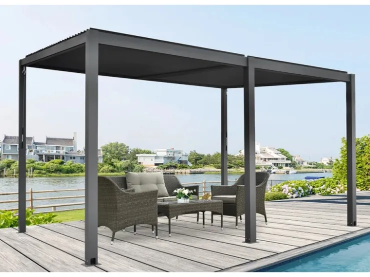 Floraworld Abläufe^Pergola mit Lamellendach Anthrazit 400 cm x 310 cm