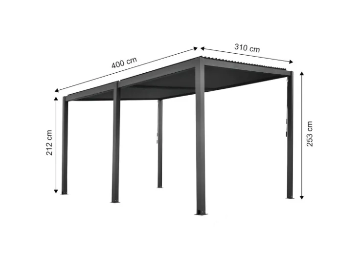 Floraworld Abläufe^Pergola mit Lamellendach Anthrazit 400 cm x 310 cm