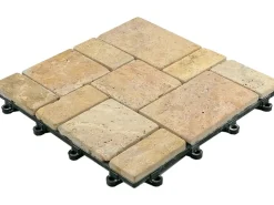 Natursteinfliesen*Florco Naturstein-Klickfliese Stone Travertine, Roma 30x30x2,8 cm, 4 Stk/VPE