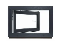 Kunststofffenster*Framelux Kunststofffenster Slimline 3-Fach Verglasung 650 x 450 mm Linksanschlag Anthrazit
