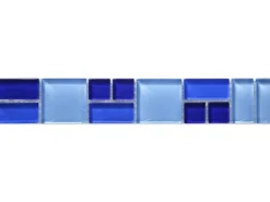 Mosaikfliesen|Bordüren - Fliesen* Glasbordüre Block Blau 5 cm x 30 cm