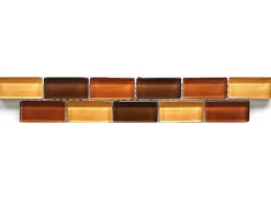 Bordüren - Fliesen* Glasbordüre Brick Mix 5 cm x 30 cm Braun