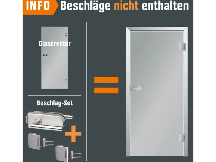 Zimmertüren*Skyscope Glasdrehtür ESG Bronze DIN LI/RE 1972 x 709 x 8 mm