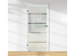 Zimmertüren*Skyscope Glasdrehtür ESG Floatglas Dekor Siebdruck 36/15 DIN Links 1972 x 834 x 8 mm