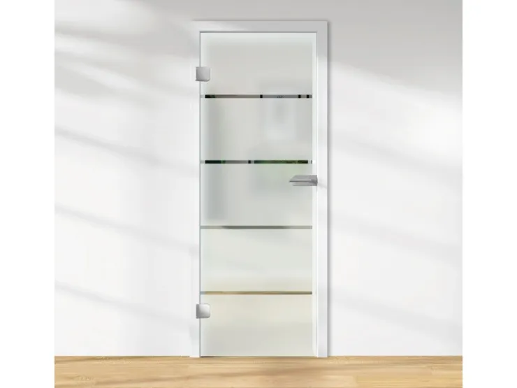 Zimmertüren*Skyscope Glasdrehtür ESG Floatglas Dekor Siebdruck 36/15 DIN Links 1972 x 709 x 8 mm