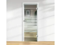 Zimmertüren*Skyscope Glasdrehtür ESG Floatglas Dekor Siebdruck 36/83 DIN Rechts 1972 x 709 x 8 mm