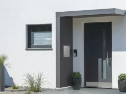 Vordächer*Gutta Rechteckvordach BS PLUS 200 x 90 cm Seite Links und Briefkasten Edelstahl
