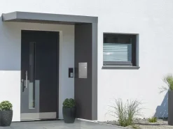 Vordächer*Gutta Rechteckvordach BS PLUS 200 x 90 cm Seite Rechts und Briefkasten Edelstahl