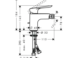 Badlüfter*Hansgrohe Einhebel-Bidetmischer Logis E mit Zugstangen-Ablaufgarnitur Chrom