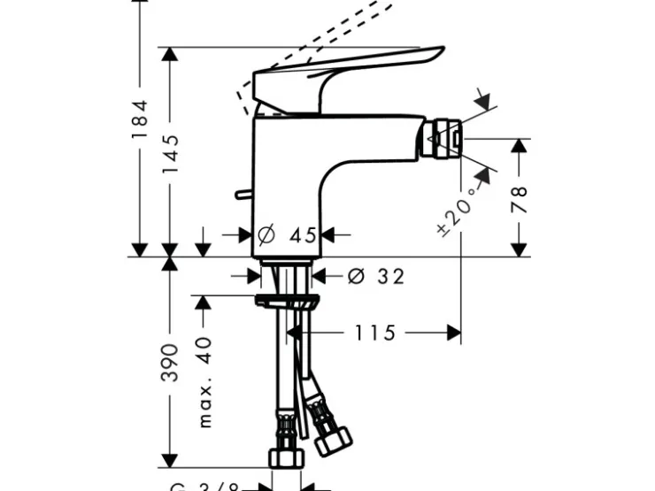 Badlüfter*Hansgrohe Einhebel-Bidetmischer Logis E mit Zugstangen-Ablaufgarnitur Chrom