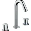 Badlüfter*Hansgrohe 3-Loch Waschtischarmatur Logis 150 mit Zugstangen-Ablaufgarnitur Chrom