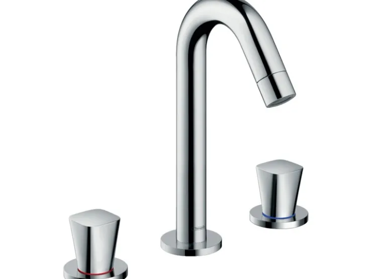 Badlüfter*Hansgrohe 3-Loch Waschtischarmatur Logis 150 mit Zugstangen-Ablaufgarnitur Chrom