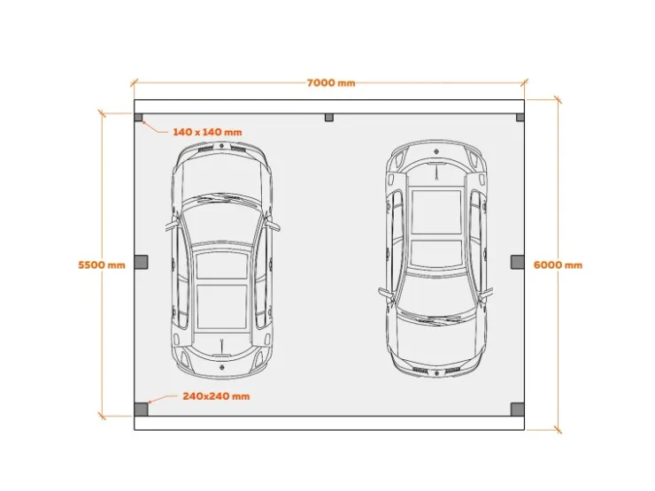 Brettschichtholz*Holzbrüder Carport Ralf 42 250 kg/m² Reinweiß-Schwarz