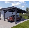 Brettschichtholz*Holzbrüder Carport Ralf 24m² Anthrazitgrau-Dunkelgrau