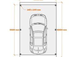 Brettschichtholz*Holzbrüder Carport Ralf 24m² Anthrazitgrau-Dunkelgrau