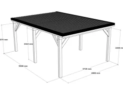 Brettschichtholz*Holzbrüder Carport Ralf 24m² Anthrazitgrau-Dunkelgrau