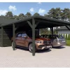 Brettschichtholz*Holzbrüder Carport Ralf 52m² mit Geräteraum Grün-Dornengrün