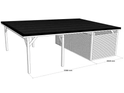 Brettschichtholz*Holzbrüder Carport Ralf 52m² mit Geräteraum Grün-Dornengrün