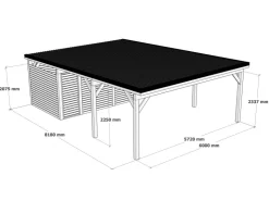 Brettschichtholz*Holzbrüder Carport Ralf 52m² mit Geräteraum Grün-Dornengrün