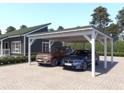 Brettschichtholz*Holzbrüder Carport Ralf 36m² 150kg/m² Reinweiß- Dornengrün