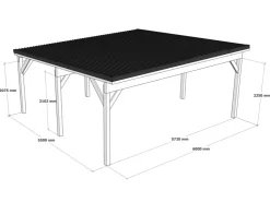 Brettschichtholz*Holzbrüder Carport Ralf 36m² 150kg/m² Reinweiß- Dornengrün