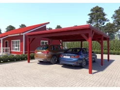 Brettschichtholz*Holzbrüder Carport Ralf 36m² 150kg/m² Oxidrot-Rot