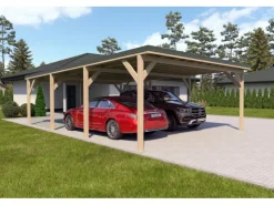 Brettschichtholz*Holzbrüder Carport Ralf 52m² Imprägniert- Dornengrün